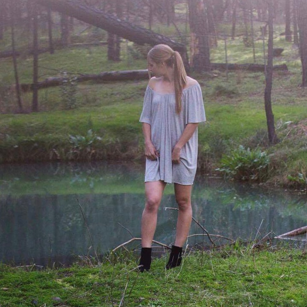 Grey off the shoulder dress